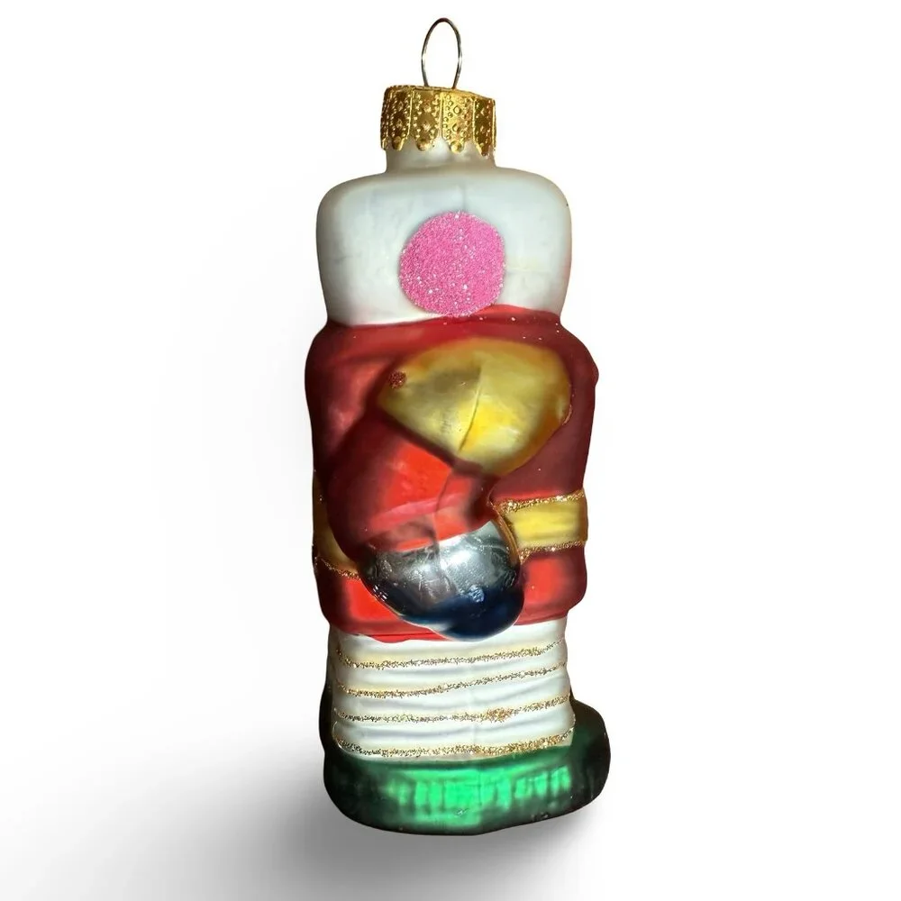 Vintage UT Glass Robot Christmas Ornament Retro Hand Painted‎ Multicolor Glitter